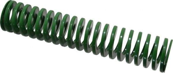 Dayton Lamina - 1-1/4" Hole Diam, 5/8" Rod Diam, 6" Free Length, Green Die Spring - 12.3 Lb Max Deflection, 2.39" Max Deflection, Light Duty, Chromium Vanadium Steel - A1 Tooling