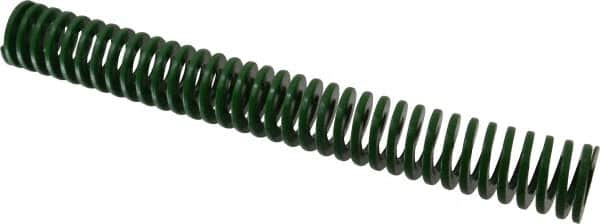 Dayton Lamina - 1-1/2" Hole Diam, 3/4" Rod Diam, 12" Free Length, Green Die Spring - 8.4 Lb Max Deflection, 4.8" Max Deflection, Light Duty, Chromium Vanadium Steel - A1 Tooling