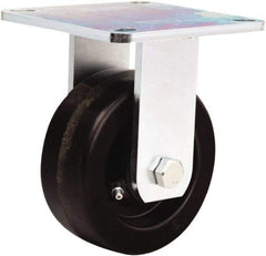 Hamilton - 5" Diam x 2" Wide x 6-1/2" OAH Top Plate Mount Rigid Caster - Phenolic, 900 Lb Capacity, Straight Roller Bearing, 5 x 5-1/2" Plate - A1 Tooling