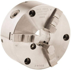 Buck Chuck Company - 3 Jaws, 8" Diam, Self Centering Manual Lathe Chuck - Front Mount, Adjustable, 4,000 Max RPM, 2.37" Through Hole Diam, Forged Steel - A1 Tooling