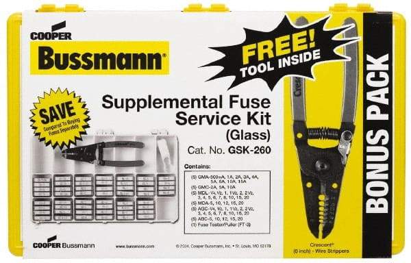 Cooper Bussmann - 32 to 250 VAC/VDC, Fuse Service Kit - 20 Amps, Glass and Ceramic - A1 Tooling