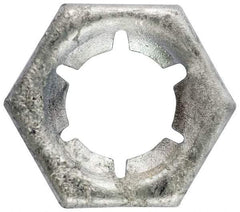 Made in USA - 1-8 Screw Size, Hex Speed Nut - Spring Steel, Hot Dipped Galvanized Finish, For Threaded Fasteners - A1 Tooling