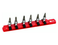 6 Piece - T10 - T30 on Rail - 1/4" Square Drive with 1/4" Replaceable Hex Bit - Torx Bit Socket Set - A1 Tooling