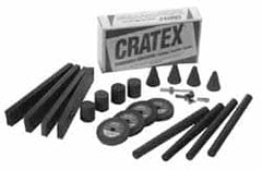 Cratex - 22 Piece Rubberized Abrasive Point Set - Includes 4 Blocks, 4 Cones, 2 Mandrels, 4 Sticks & 4 Wheels - A1 Tooling