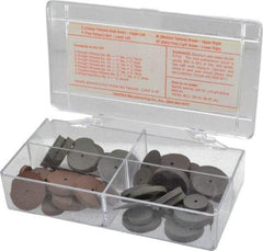 Cratex - 38 Piece Rubberized Small Abrasive Wheel Set - Mounted on 1/8" Diam Shank, Mandrels Included - A1 Tooling