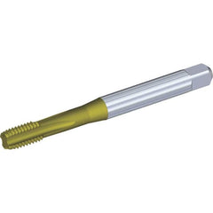 Kennametal - 1/4-28 UNF 3BX 4 Flute TiCN/TiN Finish Powdered Metal Straight Flute Machine Tap - Modified Bottoming, Right Hand Thread, 80mm OAL, 13mm Thread Length, Oversize, Through Coolant - Exact Industrial Supply