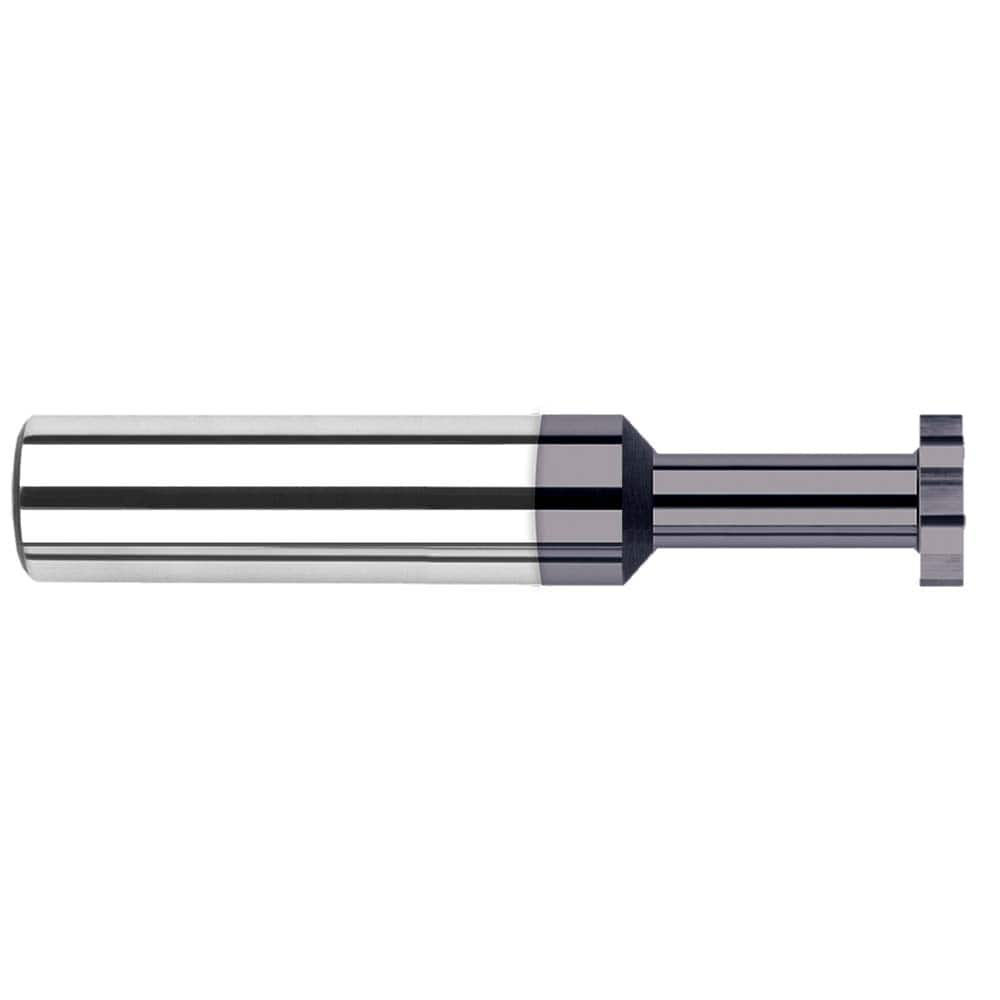 Woodruff Keyseat Cutter: 0.5″ Cut Dia, 0.062″ Cut Width, 1/2″ Shank Dia, Straight Tooth 3″ OAL, 8 Teeth, Solid Carbide, AlTiN Finish