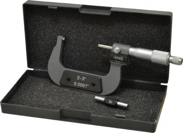 Value Collection - 2 to 3" Range, 0.0001" Graduation, Mechanical Outside Micrometer - Ratchet Stop Thimble, Digital Counter - A1 Tooling