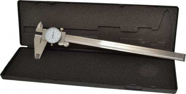 Value Collection - 0" to 12" Range, 0.001" Graduation, 0.1" per Revolution, Dial Caliper - White Face - A1 Tooling