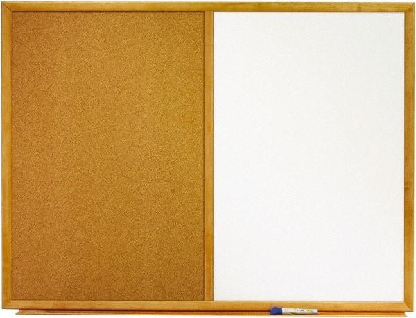 Quartet - 48" Wide x 36" High Dry Erase Combination Cork Bulletin Board - Melamine, White/Brown - A1 Tooling