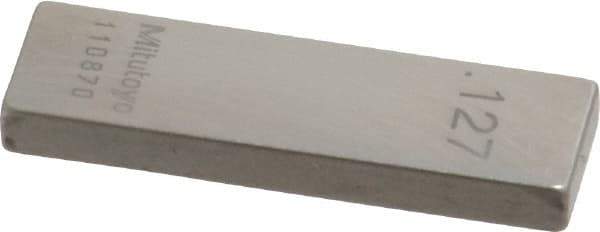 Mitutoyo - 0.127" Rectangular Steel Gage Block - Accuracy Grade 0, Includes Certificate of Inspection - A1 Tooling