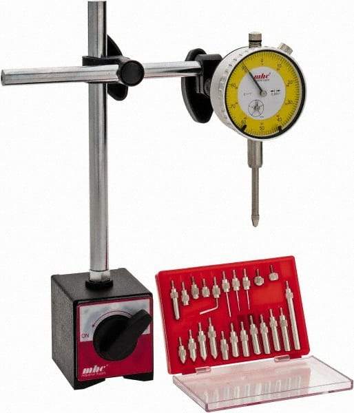 Value Collection - 0.001" Graduation, Indicator & Base Kit - 0.001 Inch Graduation, Includes Indicator, Magnetic Base, Point Set - A1 Tooling