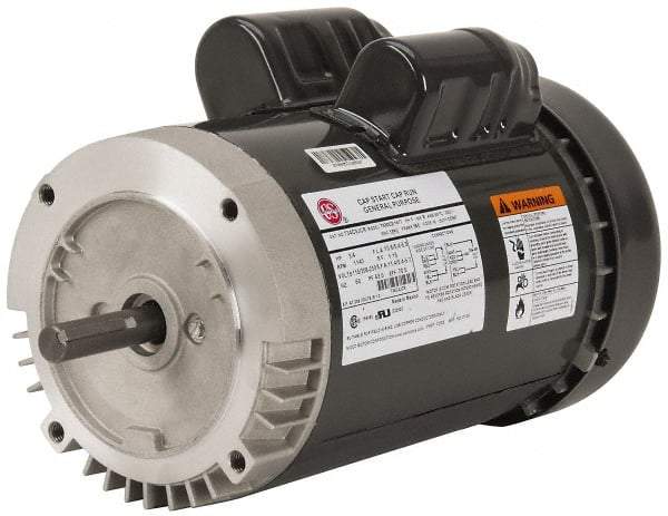 US Motors - 3/4 hp, TEFC Enclosure, No Thermal Protection, 1,140 RPM, 115/230 Volt, 60 Hz, Single Phase Capacitor Start-Cap Run Motor - Size 56C Frame, C-Face Mount, 1 Speed, Ball Bearings, 12.2/6.1 Full Load Amps, B Class Insulation, Reversible - A1 Tooling