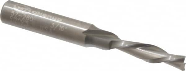 Onsrud - 3/16" Cutting Diam x 3/4" Length of Cut, 2 Flute, Downcut Spiral Router Bit - Uncoated, Right Hand Cut, Solid Carbide, 2" OAL x 1/4" Shank Diam, Double Edge, 30° Helix Angle - A1 Tooling