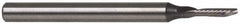 Accupro - 1/4" Cutting Diam x 1-1/4" Length of Cut, 1 Flute, Downcut Spiral Router Bit - Uncoated, Right Hand Cut, Solid Carbide, 3" OAL x 1/4" Shank Diam, Single Edge, 21° Helix Angle - A1 Tooling