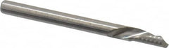 Onsrud - 1/8" Cutting Diam x 1/4" Length of Cut, 1 Flute, Downcut Spiral Router Bit - Uncoated, Right Hand Cut, Solid Carbide, 1-1/2" OAL x 1/8" Shank Diam, Single Edge, 22° Helix Angle - A1 Tooling