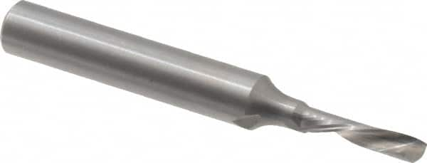 Onsrud - 1/8" Cutting Diam x 1/2" Length of Cut, 1 Flute, Downcut Spiral Router Bit - Uncoated, Right Hand Cut, Solid Carbide, 2" OAL x 1/4" Shank Diam, Single Edge, 22° Helix Angle - A1 Tooling