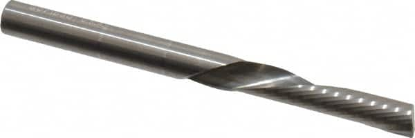 Onsrud - 1/4" Cutting Diam x 1-1/4" Length of Cut, 1 Flute, Downcut Spiral Router Bit - Uncoated, Right Hand Cut, Solid Carbide, 3" OAL x 1/4" Shank Diam, Single Edge, 22° Helix Angle - A1 Tooling