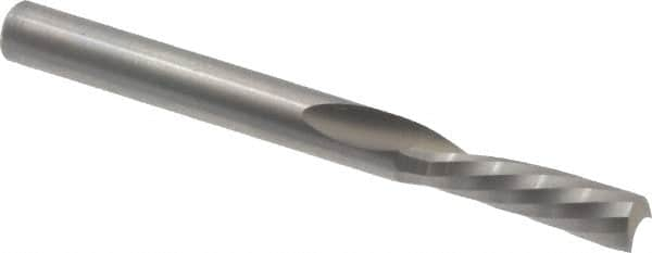 Onsrud - 3/16" Cutting Diam x 5/8" Length of Cut, 1 Flute, Downcut Spiral Router Bit - Uncoated, Right Hand Cut, Solid Carbide, 2" OAL x 3/16" Shank Diam, Single Edge, 21° Helix Angle - A1 Tooling