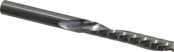 Onsrud - 1/4" Cutting Diam x 1-1/2" Length of Cut, 1 Flute, Downcut Spiral Router Bit - Uncoated, Right Hand Cut, Solid Carbide, 3" OAL x 1/4" Shank Diam, Single Edge, 21° Helix Angle - A1 Tooling