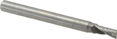 Onsrud - 5/32" Cutting Diam x 5/16" Length of Cut, 1 Flute, Upcut Spiral Router Bit - Uncoated, Right Hand Cut, Solid Carbide, 2" OAL x 3/16" Shank Diam, Single Edge, 22° Helix Angle - A1 Tooling