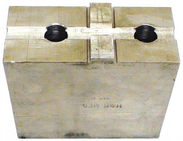 H & R Manufacturing - Tongue & Groove Attachment, Square Soft Lathe Chuck Jaw - Aluminum, 3" Btw Mount Hole Ctrs, 5-5/8" Long x 2-1/2" Wide x 3-5/16" High, 1/2" Groove - A1 Tooling