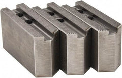 H & R Manufacturing - 1.5mm x 60° Serrated Attachment, Square Soft Lathe Chuck Jaw - 3 Jaws, Steel, 1" Btw Mount Hole Ctrs, 4-1/4" Long x 1-1/2" Wide x 2-1/2" High, 0.551" Groove, 12mm Fastener - A1 Tooling