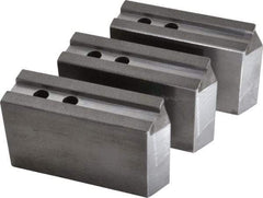 H & R Manufacturing - 1.5mm x 60° Serrated Attachment, Square Soft Lathe Chuck Jaw - 3 Jaws, Steel, 1.181" Btw Mount Hole Ctrs, 6-1/4" Long x 2" Wide x 3-1/2" High, 0.71" Groove, 14mm Fastener - A1 Tooling