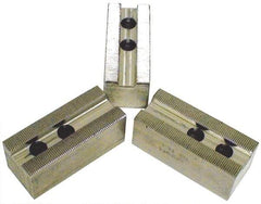 H & R Manufacturing - 1.5mm x 60° Serrated Attachment, Square Soft Lathe Chuck Jaw - 3 Jaws, Aluminum, 1.181" Btw Mount Hole Ctrs, 5-1/4" Long x 2" Wide x 2" High, 0.71" Groove, 14mm Fastener - A1 Tooling