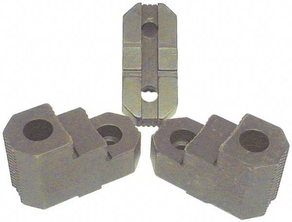 H & R Manufacturing - 15 to 24" Chuck Diam Compatibility, Mild Carburized Steel Tongue & Groove Hard Lathe Top Jaws - 2 Steps, 1/2" Groove Width, 2-1/2" Wide x 5.35" Long x 3-15/32" High - A1 Tooling