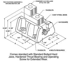 Hard Lathe Chuck Jaw: Master 10'' OAL, 6'' Between Mount Hole Centers, Cast Steel (Base)