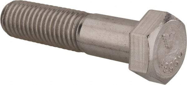 Value Collection - 9/16-18 UNF, 2-1/2" Length Under Head Hex Head Cap Screw - Partially Threaded, Grade 18-8 Stainless Steel, Uncoated, 13/16" Hex - A1 Tooling