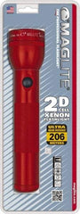 Mag-Lite - Krypton Bulb, 27 Lumens, Industrial/Tactical Flashlight - Red Aluminum Body, 2 D Batteries Not Included - A1 Tooling