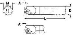 Everede Tool - 0.36" Min Bore Diam, 4" OAL, 5/16" Shank Diam, Indexable Boring Bar - WCGT 1 Insert, Screw Holding Method - A1 Tooling