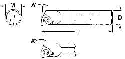 0.23″ Min Bore, Indexable Boring Bar 2-1/2″ OAL, 3/16″ Shank Diam, 5° Lead Angle, Uses WCGT 0