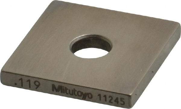 Mitutoyo - 0.119" Square Steel Gage Block - Accuracy Grade 0, Includes Certificate of Inspection - A1 Tooling