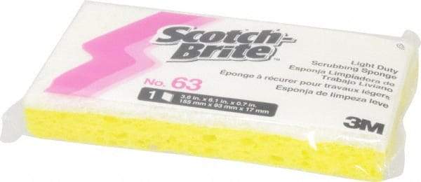 3M - 6.1" Long x 3.6" Wide x 0.7" Thick Scouring Sponge - Light-Duty, Yellow/White - A1 Tooling