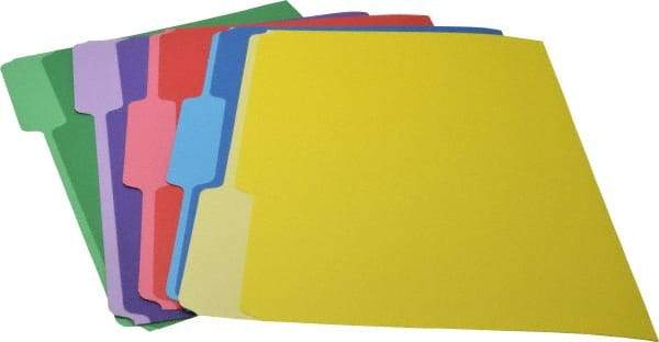 UNIVERSAL - 9-1/2 x 11-3/4", Letter Size, Blue, Green, Red, Yellow & Violet, Colored Folders with Single-Ply Tabs - 11 Point Stock, 1/3 Tab Cut Location - A1 Tooling