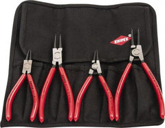 Knipex - 4 Piece, 5/16 to 2-1/2" Bore, 1/8 to 2-1/2" Shaft, Internal/External Retaining Ring Pliers Set - 0.035 to 0.07" Tip Diam Range - A1 Tooling