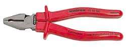 Knipex - 9" OAL, 1-3/4" Jaw Length x 1-1/8" Jaw Width, Side Cutting Pliers - Serrated Pipe Jaw, Flat Nose Head, Ergonomic Handles - A1 Tooling