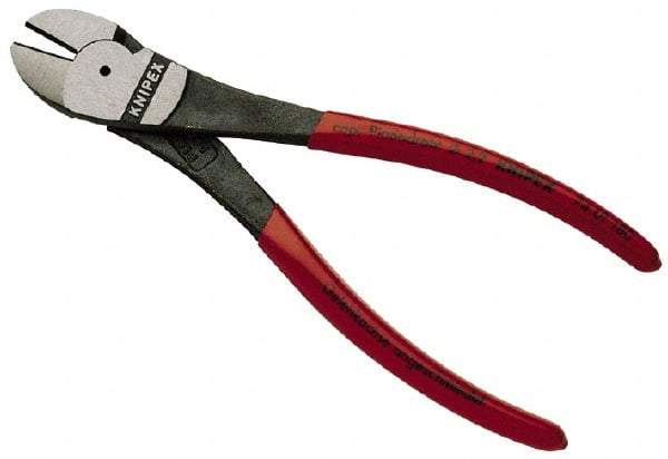 Knipex - 8" OAL, 3/32" Capacity, Diagonal Cutter - 1" Jaw Length x 1" Jaw Width, Oval Head, Plastic Coated Handle - A1 Tooling