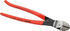 Knipex - 10" OAL, 9/64" Capacity, Diagonal Cutter - 1-1/8" Jaw Length x 1-1/8" Jaw Width, Oval Head, Plastic Coated Handle - A1 Tooling