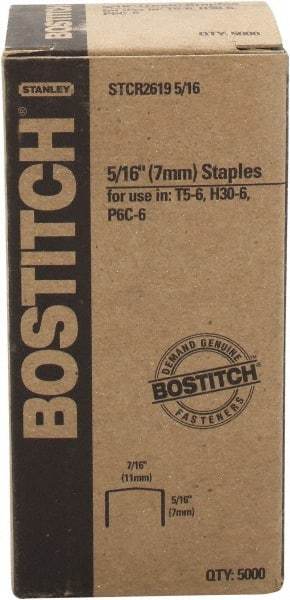 Stanley Bostitch - 1/4" Long x 7/16" Wide, 24 Gauge Crowned Construction Staple - Steel, Chisel Point - A1 Tooling