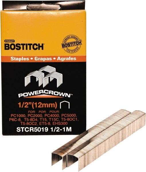 Stanley Bostitch - 1/2" Long x 7/16" Wide, 24 Gauge Crowned Construction Staple - Steel, Chisel Point - A1 Tooling