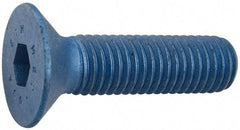 Metric Blue - M10x1.50 Metric Coarse Hex Socket Drive, 90° Flat Screw - Grade 12.9 Alloy Steel, Metric Blue Finish, Fully Threaded, 60mm OAL - A1 Tooling