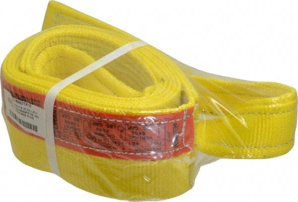 Lift-All - 10' Long x 4" Wide, 6,400 Lb Vertical Capacity, 1 Ply, Polyester Web Sling - 5,000 Lb Choker Capacity, Yellow - A1 Tooling