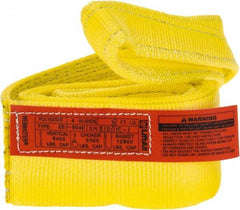 Lift-All - 8' Long x 4" Wide, 6,400 Lb Vertical Capacity, 1 Ply, Polyester Web Sling - 5,000 Lb Choker Capacity, Yellow - A1 Tooling