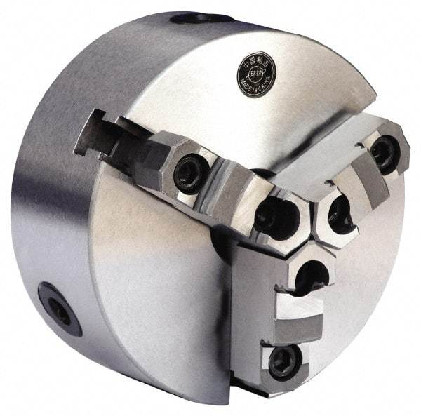 Gibraltar - 3 Jaws, 6" Diam, Self Centering Manual Lathe Chuck - D1-4 Mount Spindle, Reversible, 1.5748" Through Hole Diam, 0.0012" Axial Runout, 0.0012" Radial Runout, Cast Iron - A1 Tooling