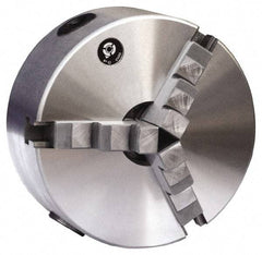 Gibraltar - 3 Jaws, 10" Diam, Self Centering Manual Lathe Chuck - Plain Back Mount Spindle, 1,600 Max RPM, 3.1496" Through Hole Diam, 0.0016" Axial Runout, 0.0016" Radial Runout, Cast Iron - A1 Tooling