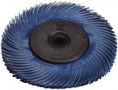 3M - 6" Diam, 7/16" Max Face Width, Plain Hole Radial Bristle Brush - 400 Grit, Super Fine Grade, 10,000 Max RPM, Blue - A1 Tooling